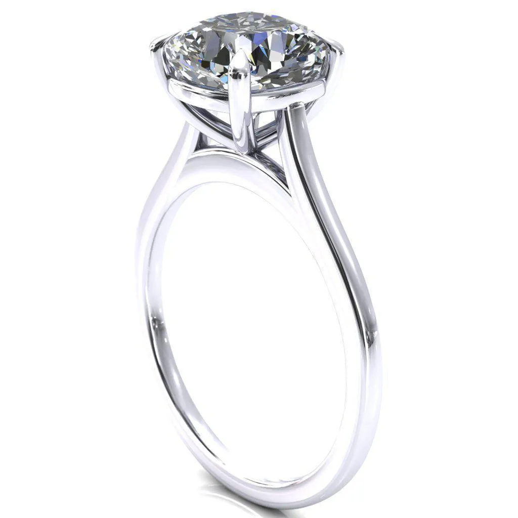 Lizzy Cushion Center Stone 4 Claw Prong Cathedral Engagement Ring