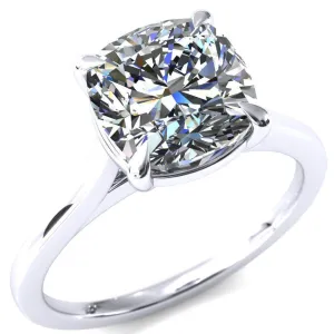 Lizzy Cushion Center Stone 4 Claw Prong Cathedral Engagement Ring