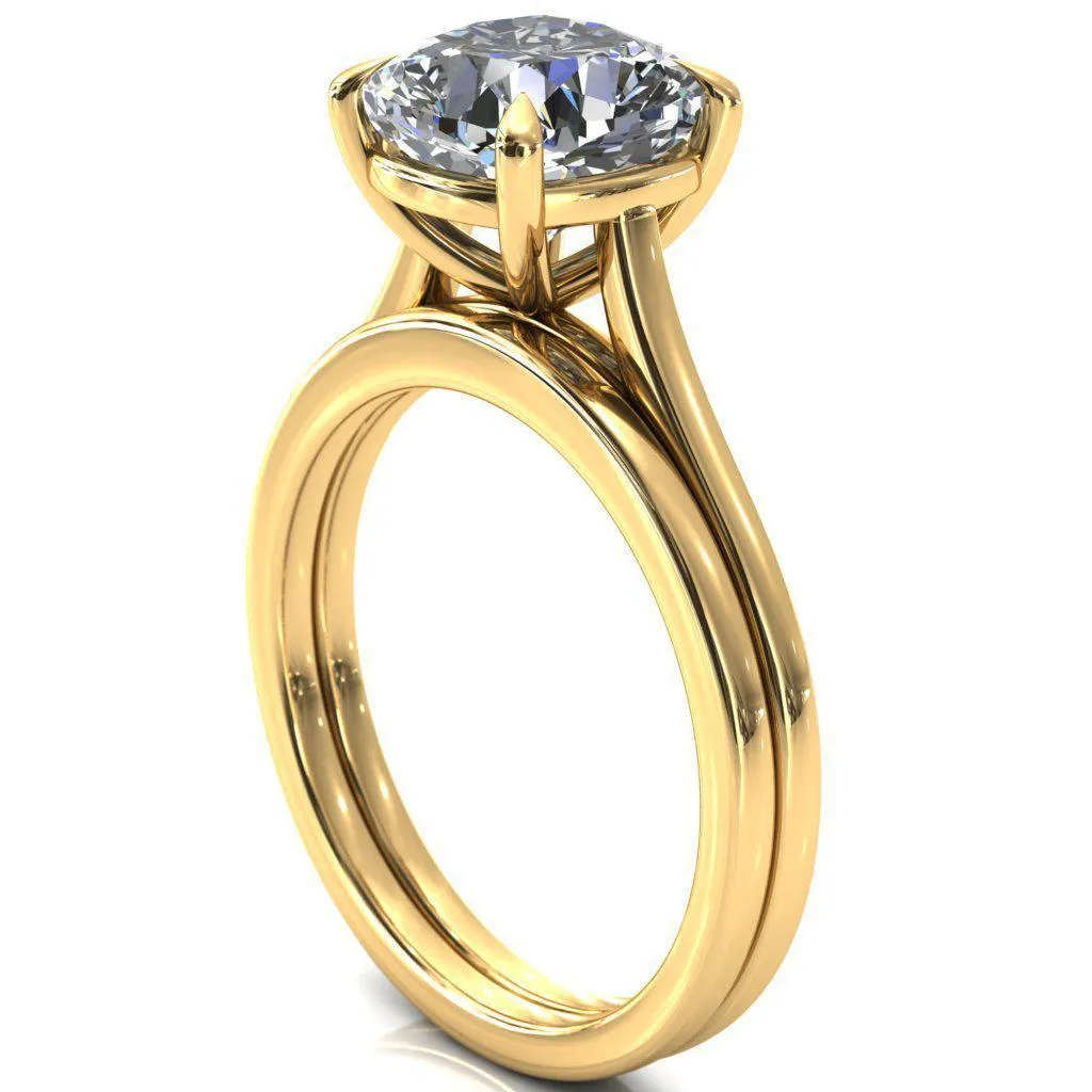 Lizzy Cushion Center Stone 4 Claw Prong Cathedral Engagement Ring