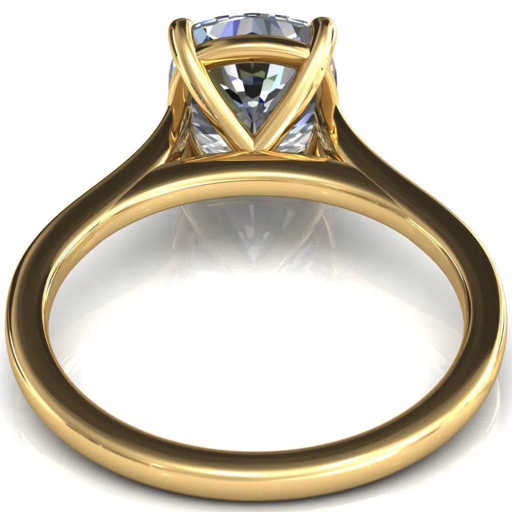 Lizzy Cushion Center Stone 4 Claw Prong Cathedral Engagement Ring