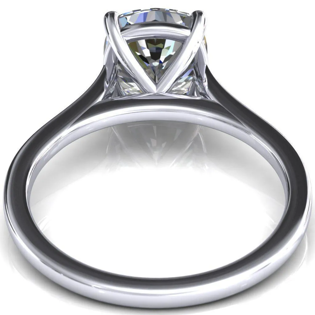 Lizzy Cushion Center Stone 4 Claw Prong Cathedral Engagement Ring