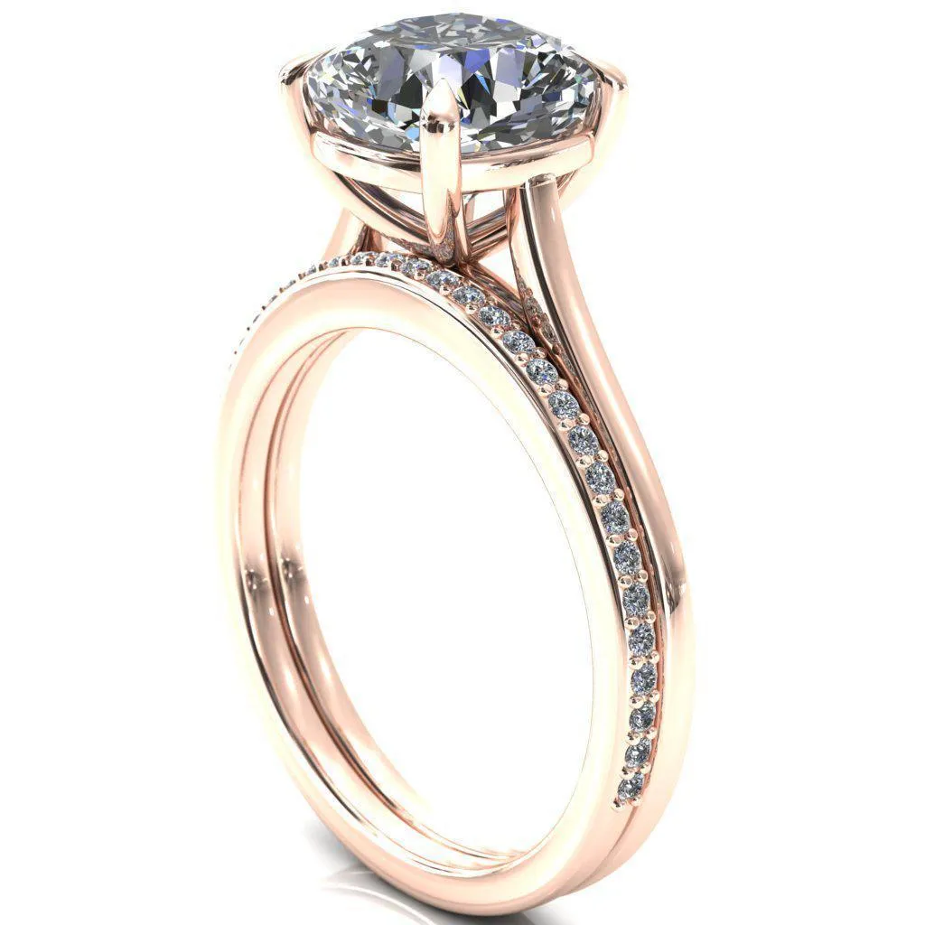 Lizzy Cushion Center Stone 4 Claw Prong Cathedral Engagement Ring