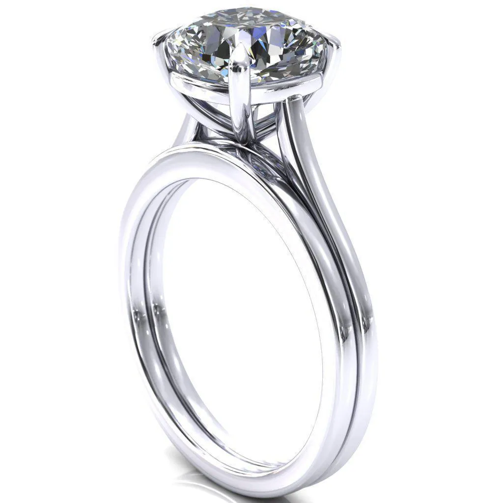 Lizzy Cushion Center Stone 4 Claw Prong Cathedral Engagement Ring