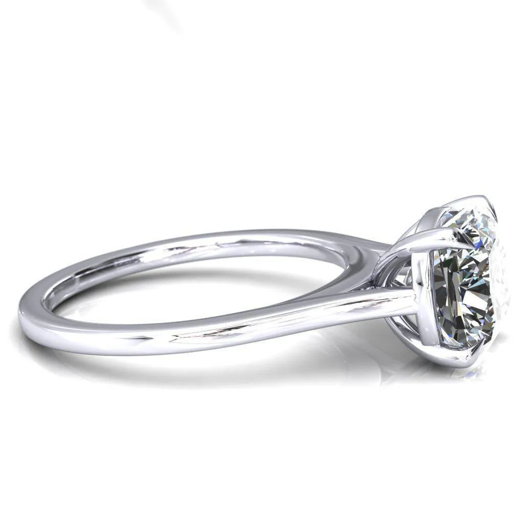 Lizzy Cushion Center Stone 4 Claw Prong Cathedral Engagement Ring