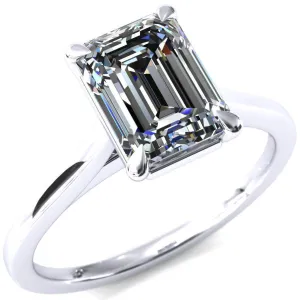 Lizzy Emerald Center Stone 4 Claw Prong Cathedral Engagement Ring