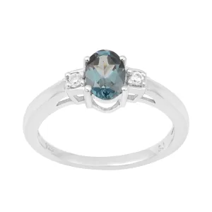 London Blue Topaz Oval 7X5 MM Gemstone 925 Sterling Silver 3-Stone Proposal Ring