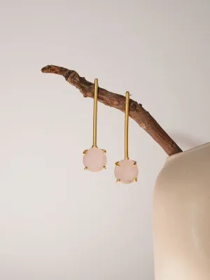 Long Rose Quartz Crystal Earring