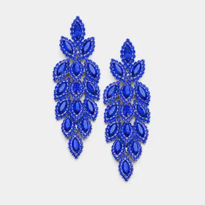 Long Royal Blue Crystal Marquise Earrings  | 354108