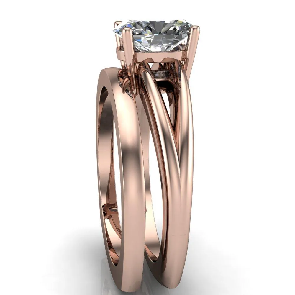 Lorelai Oval Center Stone Split Shank Under Bezel 4 Prong Ring