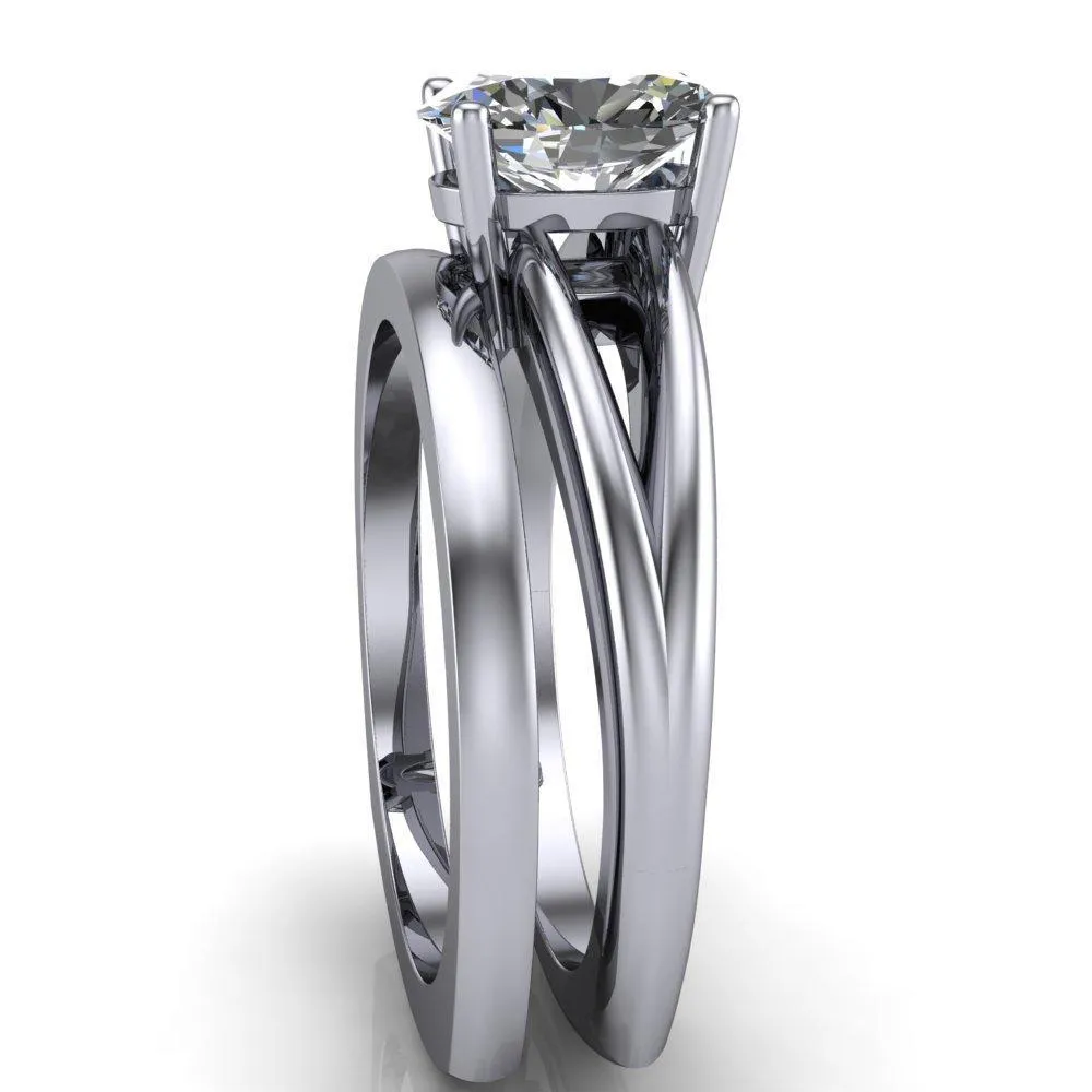 Lorelai Oval Center Stone Split Shank Under Bezel 4 Prong Ring