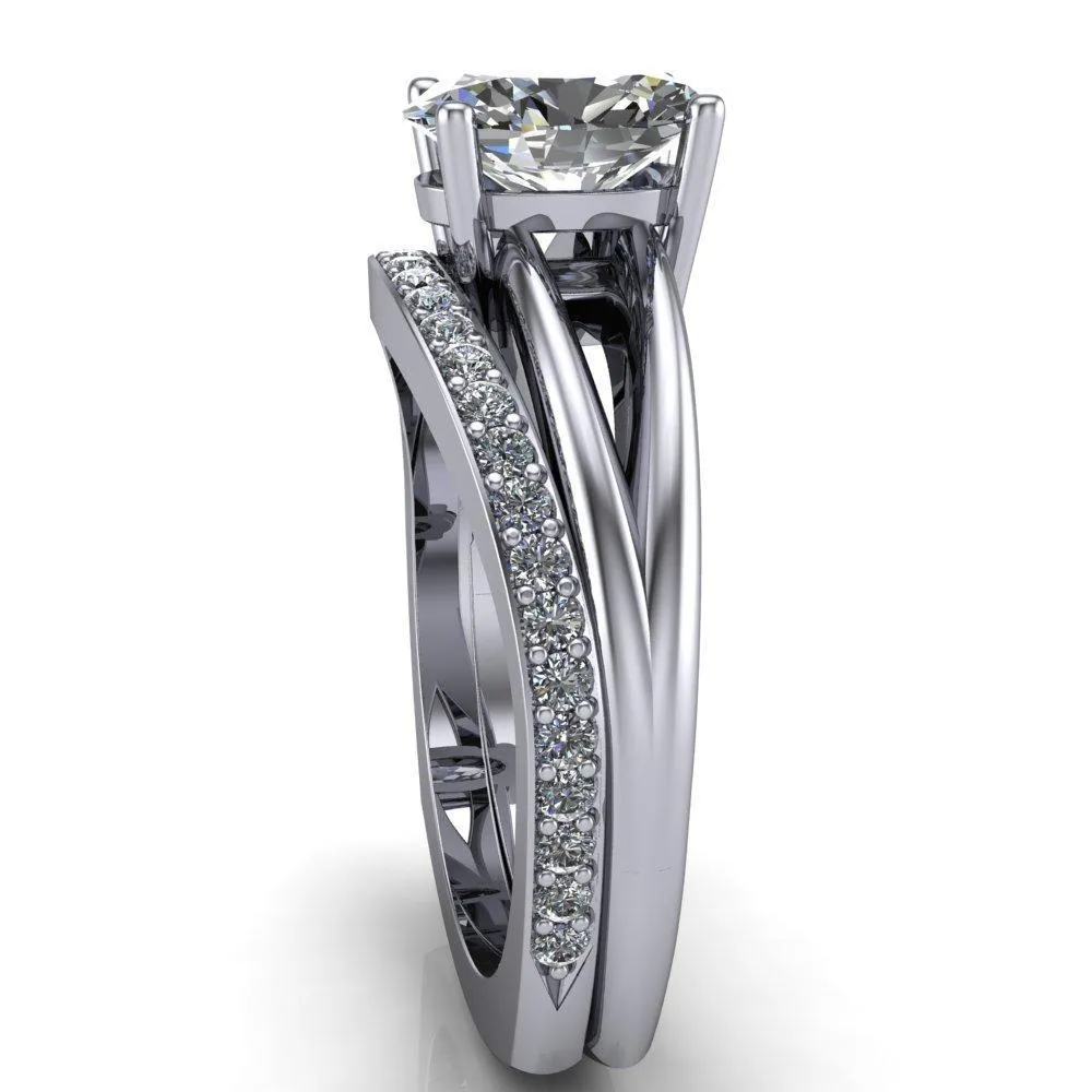 Lorelai Oval Center Stone Split Shank Under Bezel 4 Prong Ring