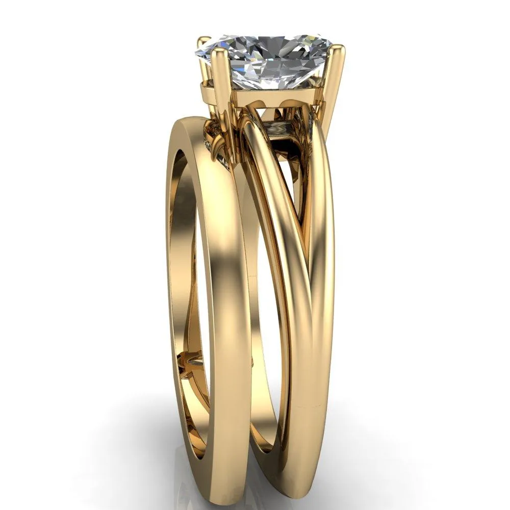 Lorelai Oval Center Stone Split Shank Under Bezel 4 Prong Ring