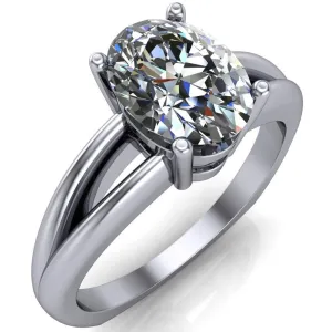 Lorelai Oval Center Stone Split Shank Under Bezel 4 Prong Ring