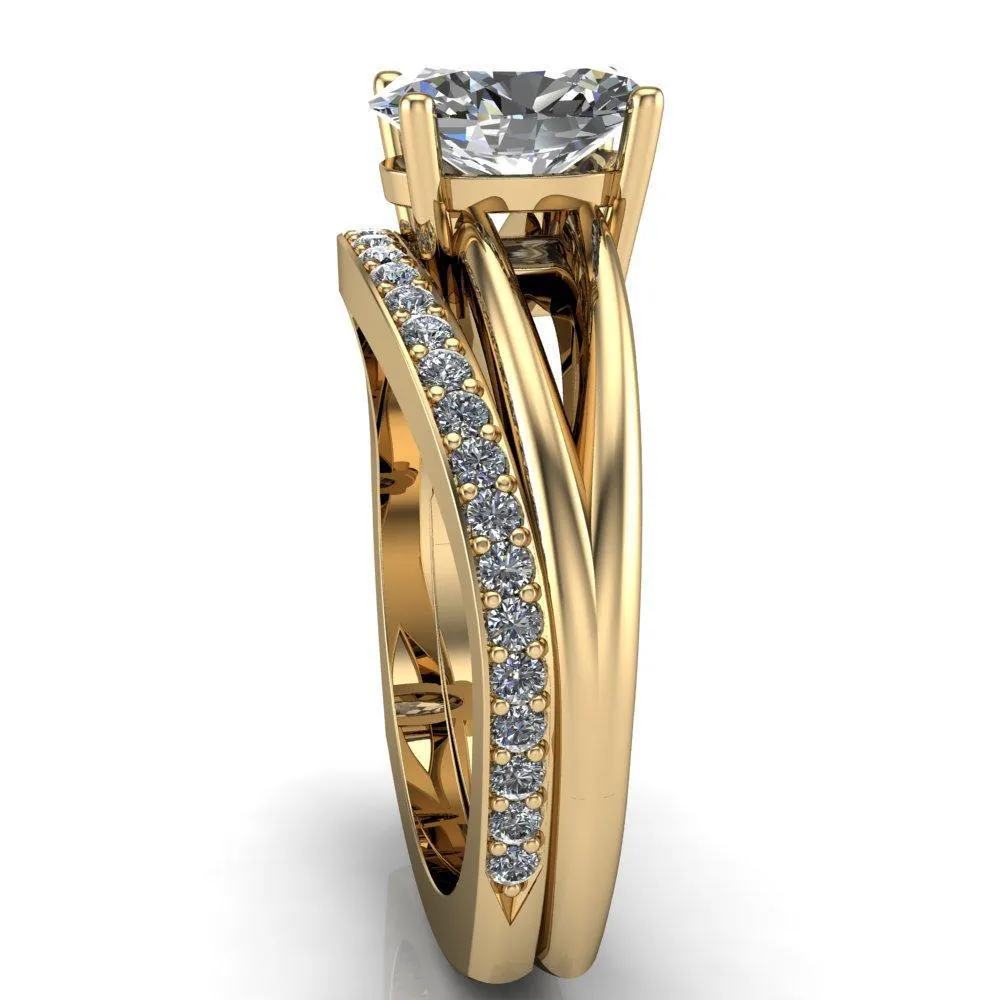 Lorelai Oval Center Stone Split Shank Under Bezel 4 Prong Ring