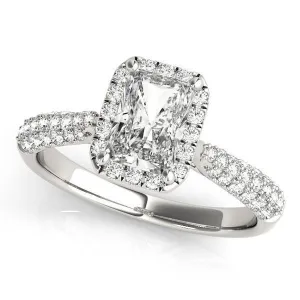 Lorene Emerald Moissanite Micro Pave Shank Halo Engagement Ring