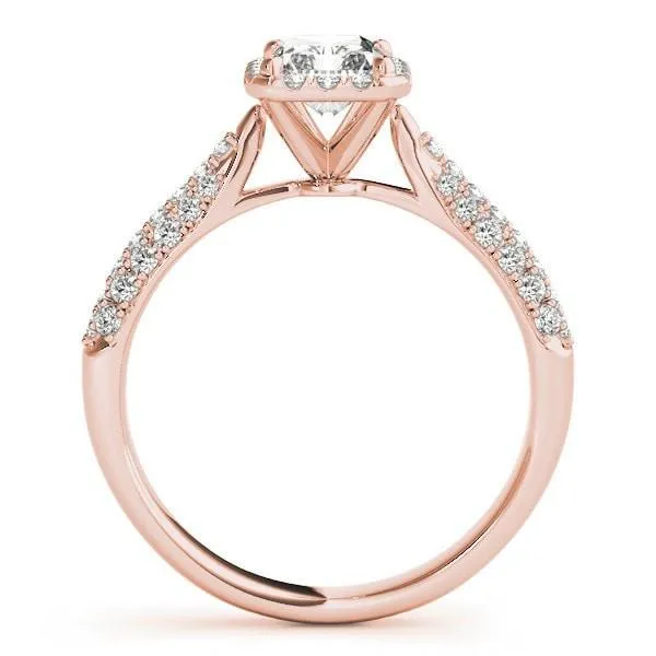 Lorene Emerald Moissanite Micro Pave Shank Halo Engagement Ring