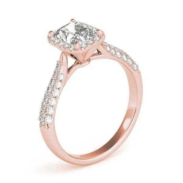 Lorene Emerald Moissanite Micro Pave Shank Halo Engagement Ring