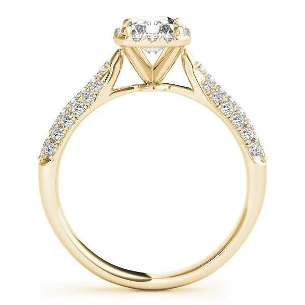Lorene Emerald Moissanite Micro Pave Shank Halo Engagement Ring