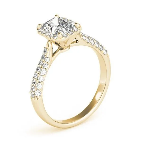 Lorene Emerald Moissanite Micro Pave Shank Halo Engagement Ring