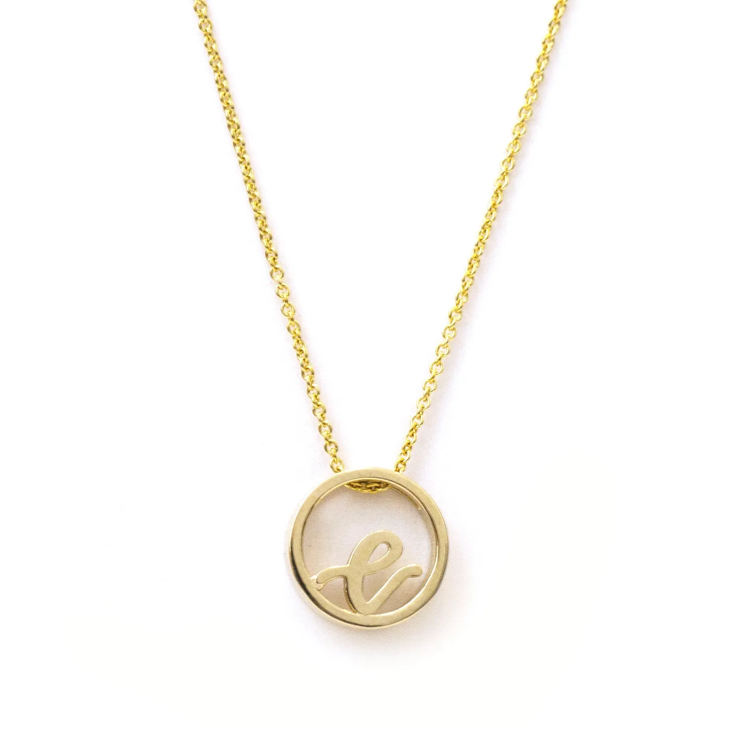 Love Letter Disc Necklace (Yellow Gold)