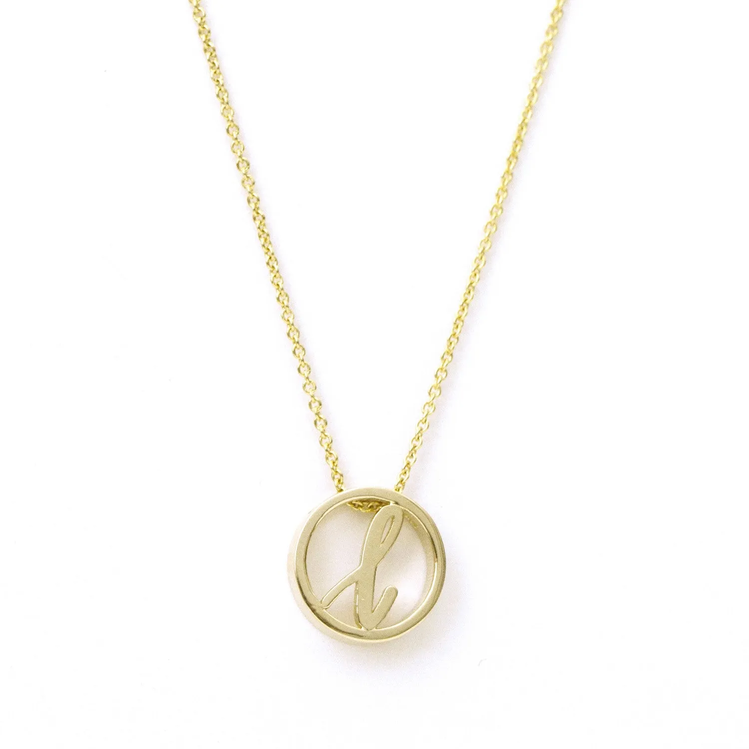 Love Letter Disc Necklace (Yellow Gold)