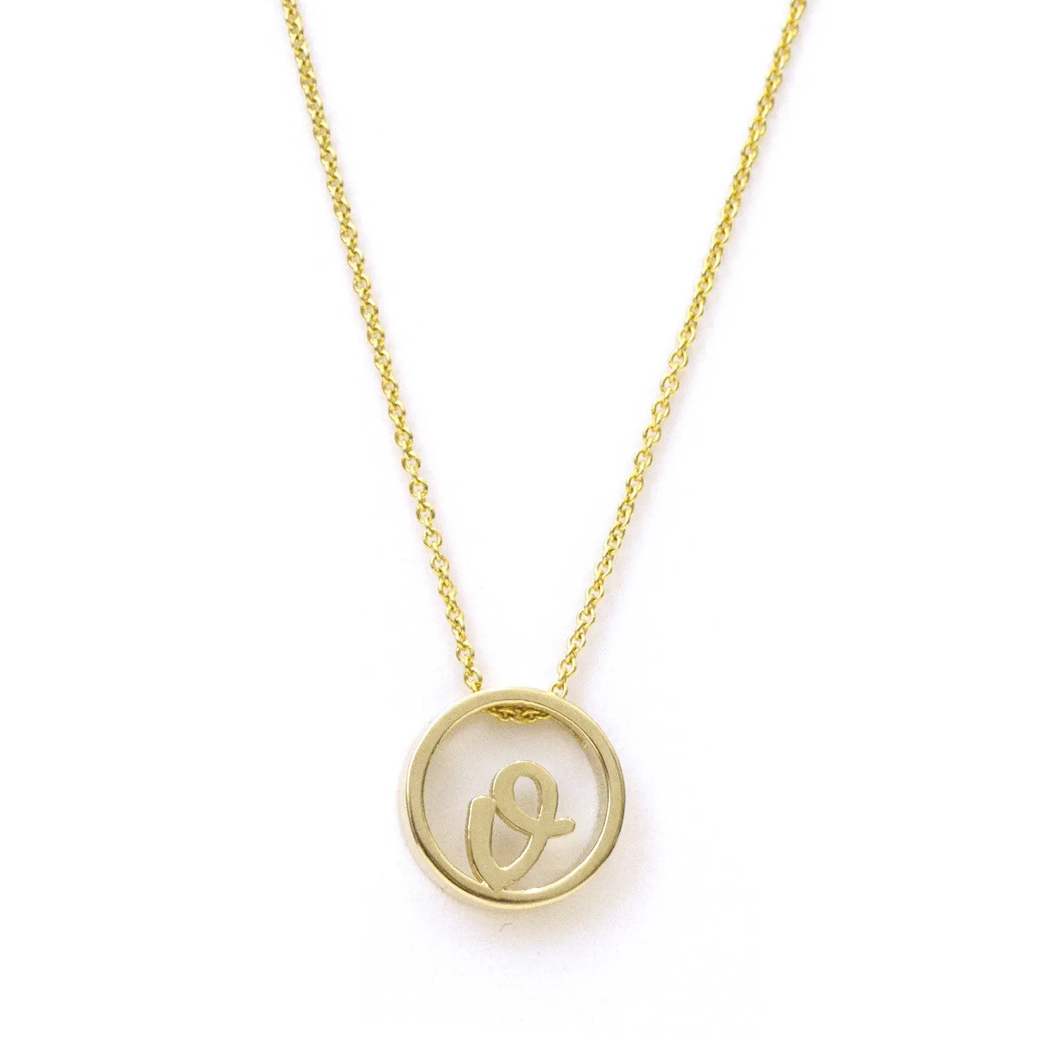 Love Letter Disc Necklace (Yellow Gold)