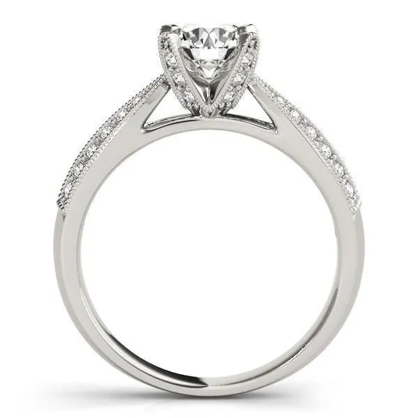 Loxley Round Center Stone Double Diamond Encrusted 4 Prong Engagement Ring
