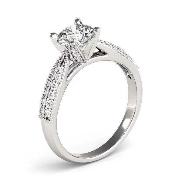 Loxley Round Center Stone Double Diamond Encrusted 4 Prong Engagement Ring