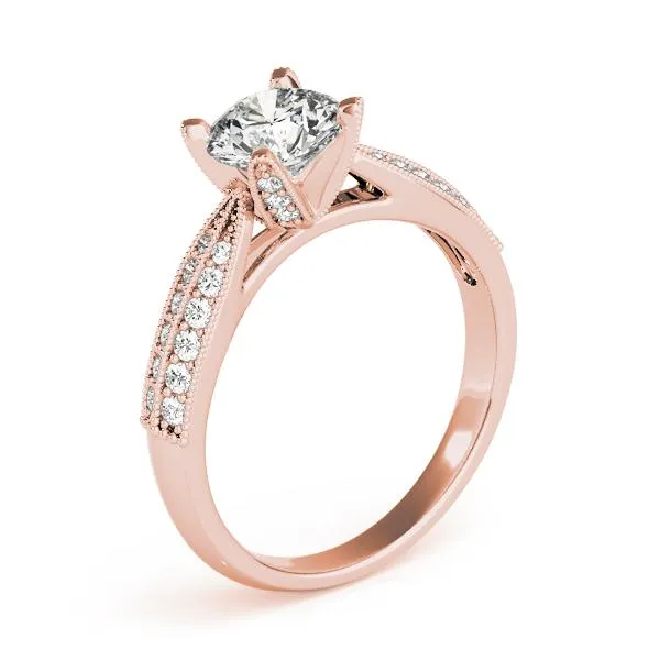 Loxley Round Center Stone Double Diamond Encrusted 4 Prong Engagement Ring