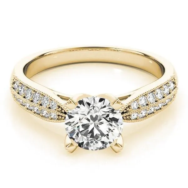 Loxley Round Center Stone Double Diamond Encrusted 4 Prong Engagement Ring