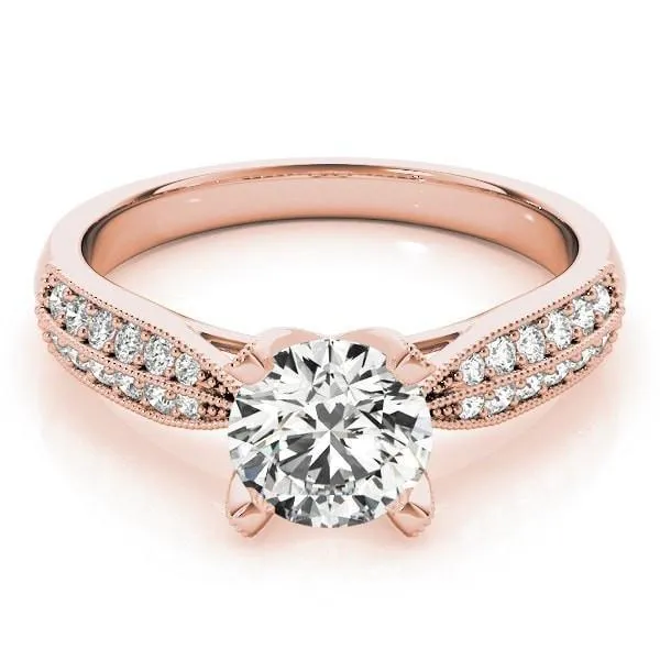 Loxley Round Center Stone Double Diamond Encrusted 4 Prong Engagement Ring