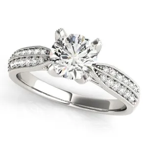 Loxley Round Center Stone Double Diamond Encrusted 4 Prong Engagement Ring