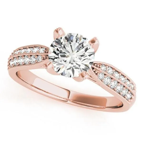 Loxley Round Center Stone Double Diamond Encrusted 4 Prong Engagement Ring