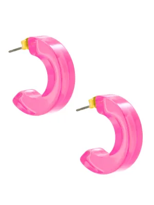 Lucite Neon Hoop Earring - Neon Pink