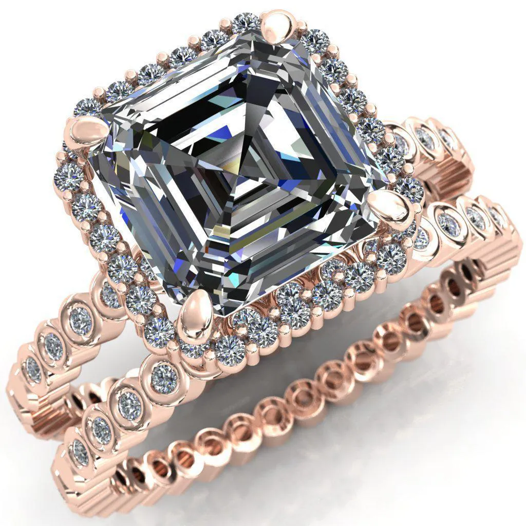 Lucy Asscher Moissanite 4 Prong Halo Engagement Ring
