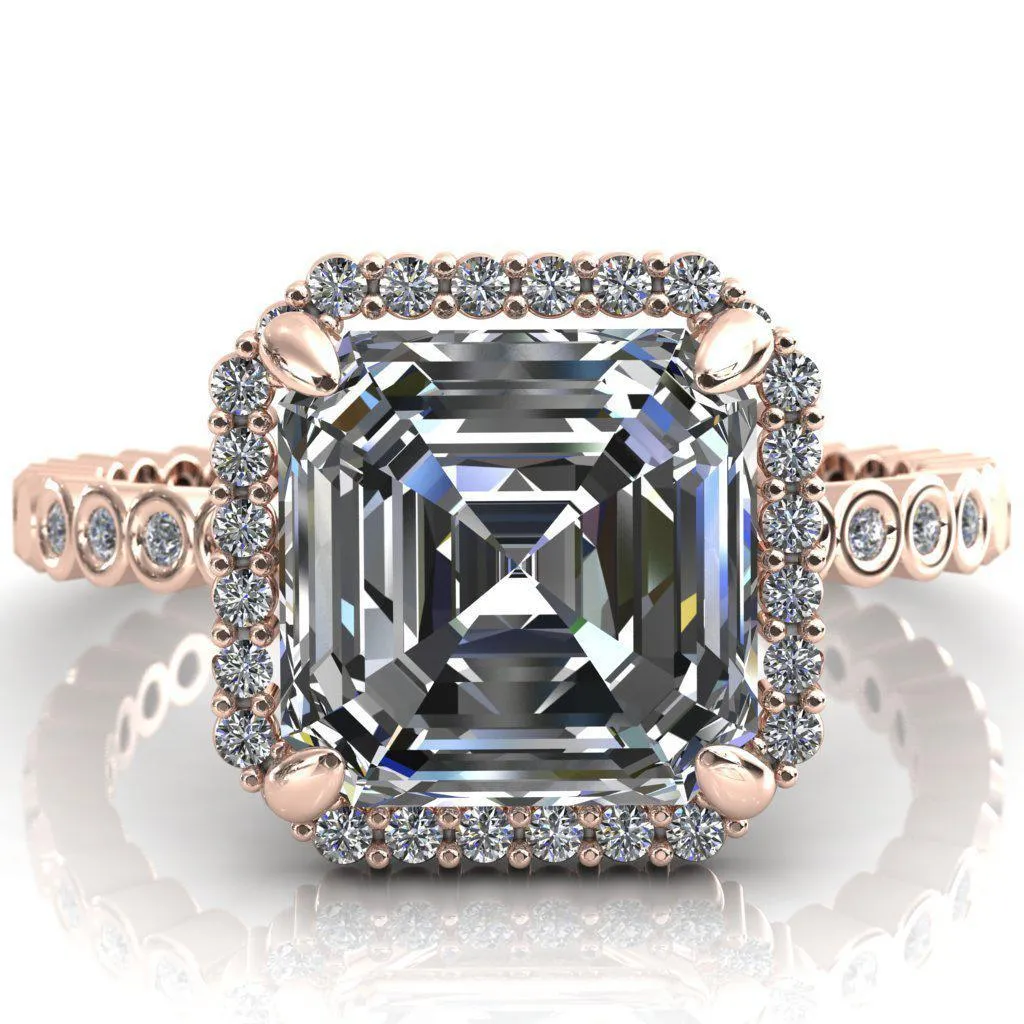 Lucy Asscher Moissanite 4 Prong Halo Engagement Ring