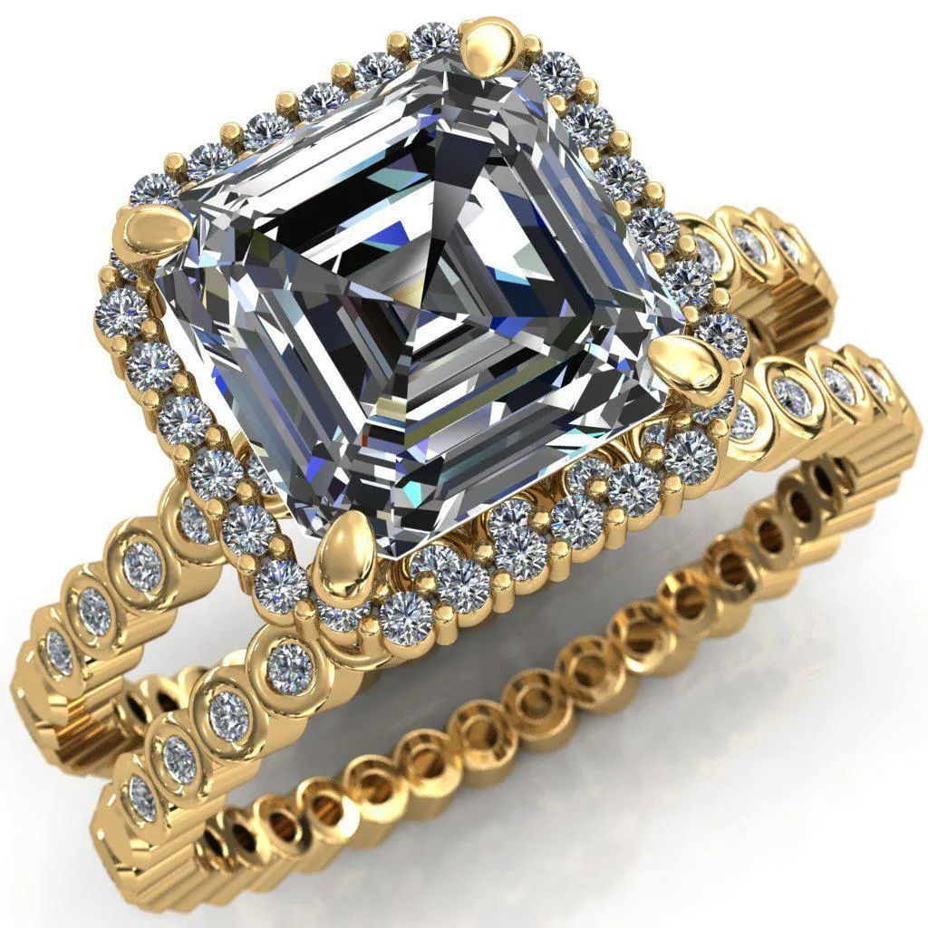 Lucy Asscher Moissanite 4 Prong Halo Engagement Ring