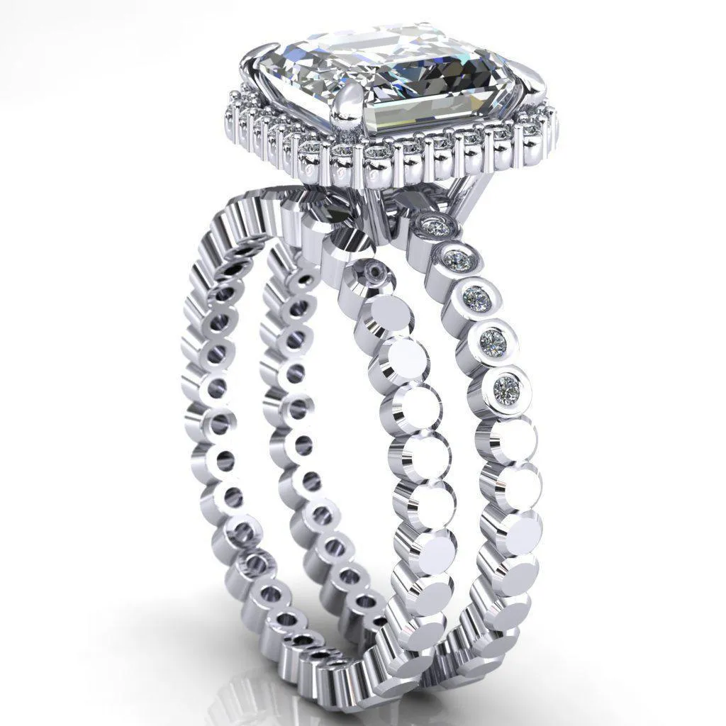Lucy Asscher Moissanite 4 Prong Halo Engagement Ring
