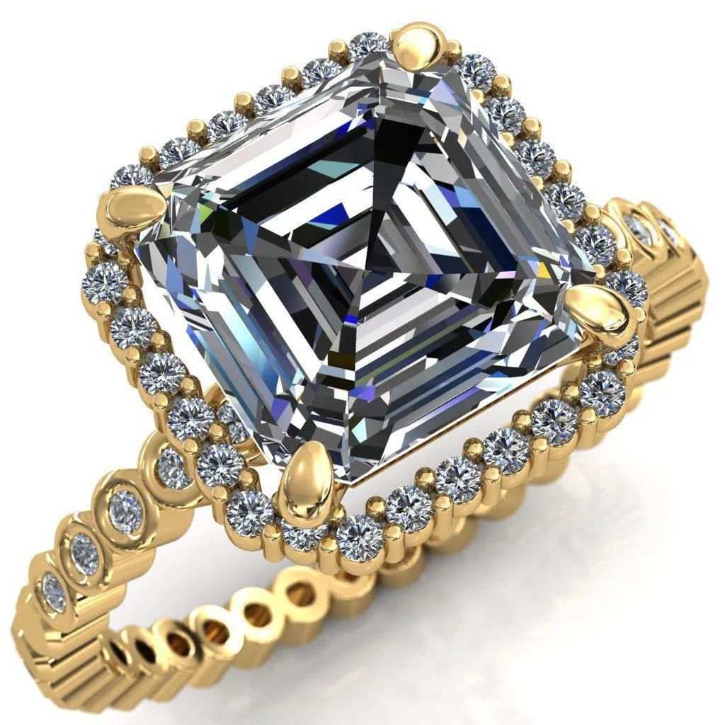 Lucy Asscher Moissanite 4 Prong Halo Engagement Ring