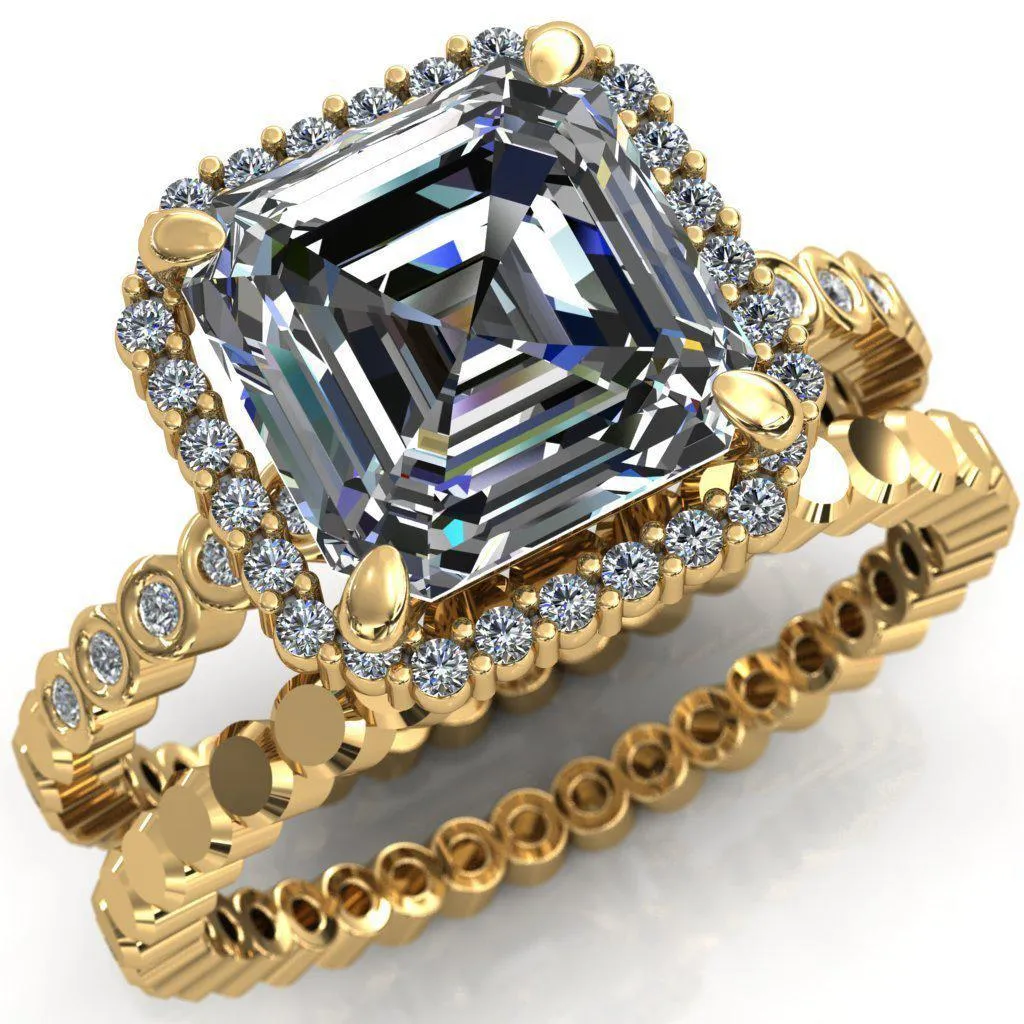 Lucy Asscher Moissanite 4 Prong Halo Engagement Ring
