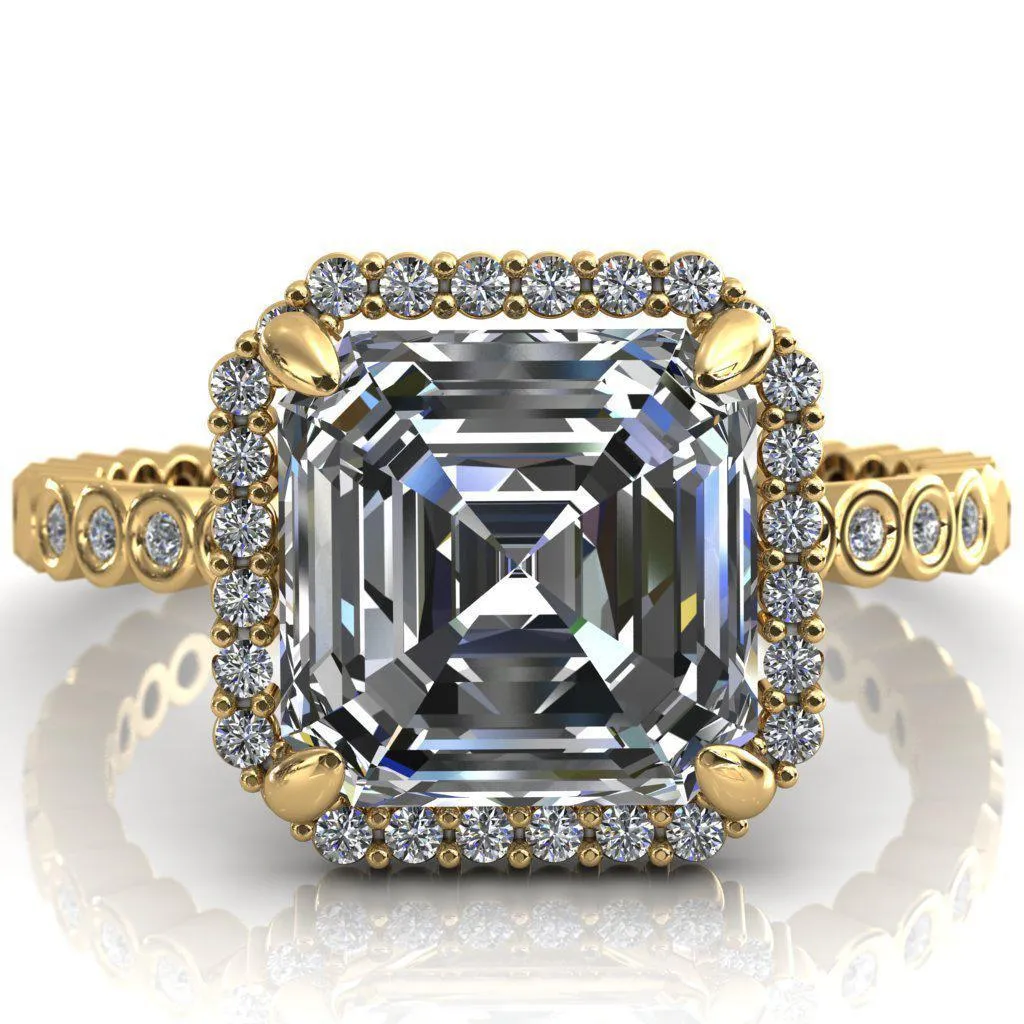 Lucy Asscher Moissanite 4 Prong Halo Engagement Ring