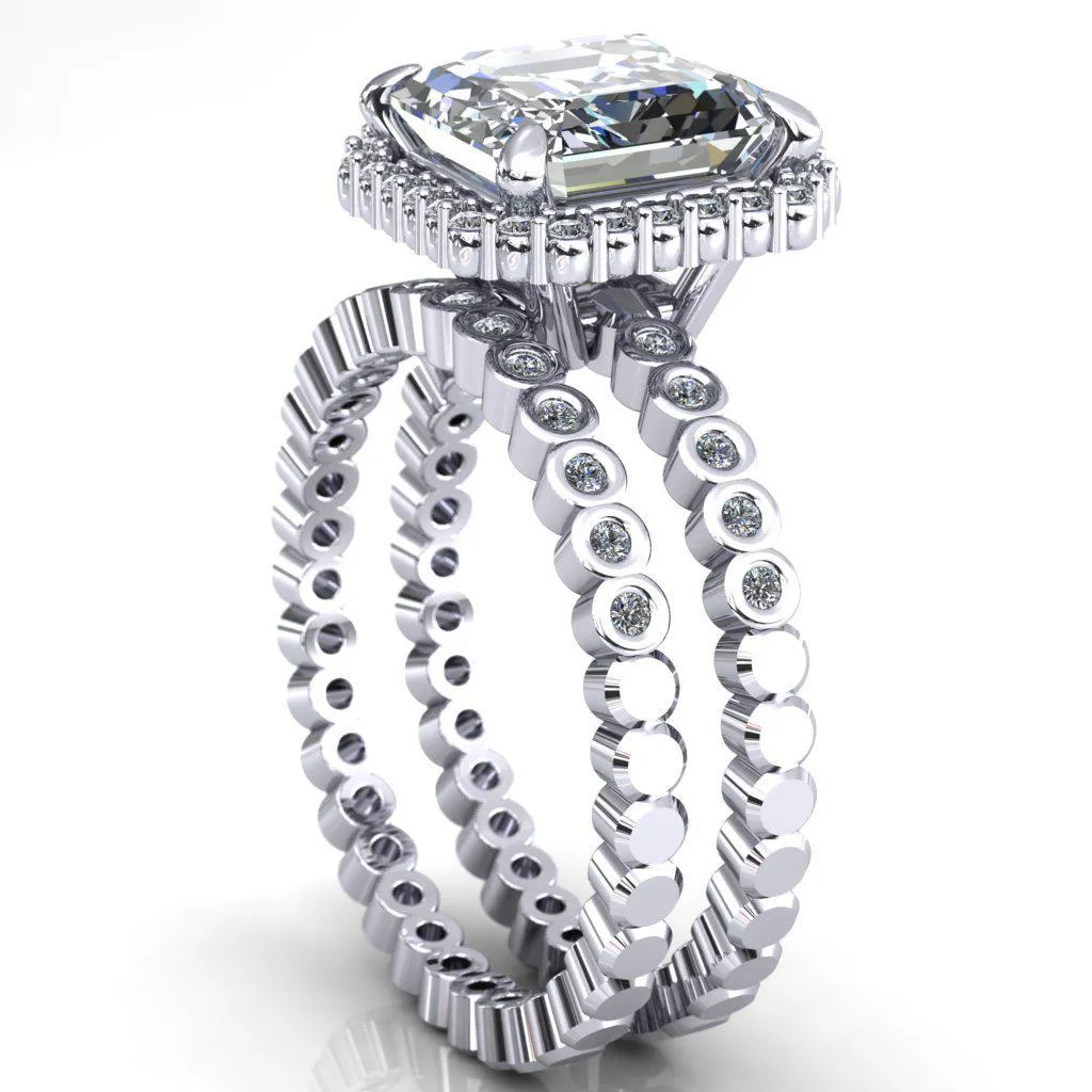 Lucy Asscher Moissanite 4 Prong Halo Engagement Ring