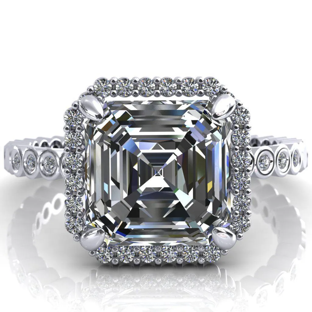 Lucy Asscher Moissanite 4 Prong Halo Engagement Ring