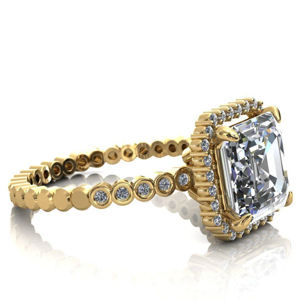 Lucy Asscher Moissanite 4 Prong Halo Engagement Ring