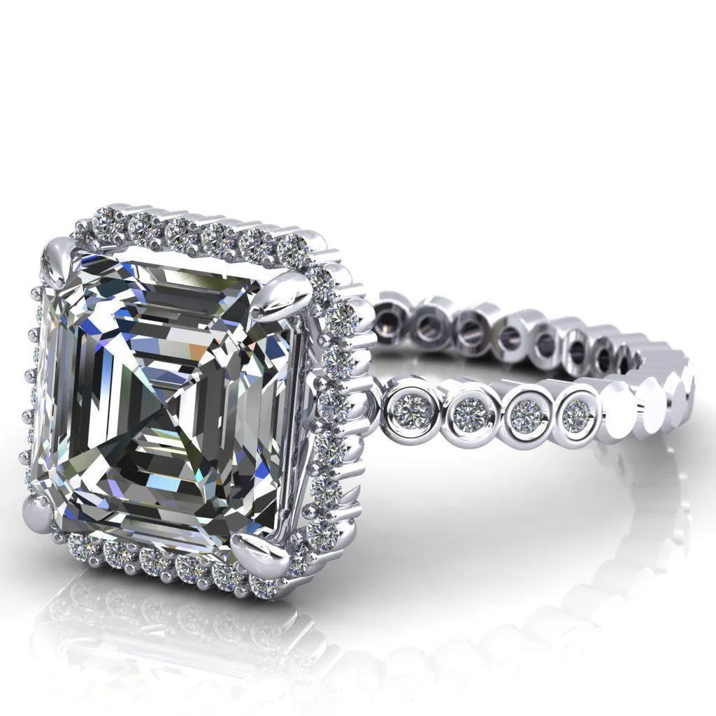 Lucy Asscher Moissanite 4 Prong Halo Engagement Ring