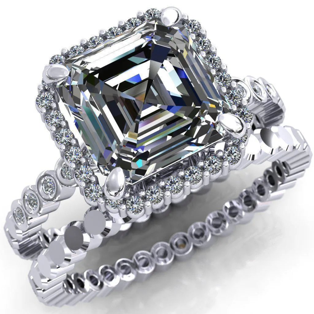 Lucy Asscher Moissanite 4 Prong Halo Engagement Ring