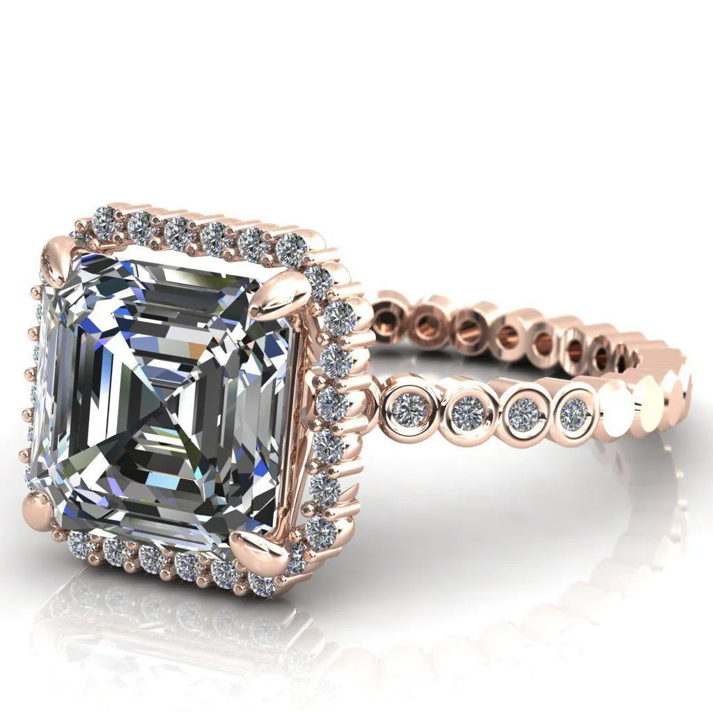 Lucy Asscher Moissanite 4 Prong Halo Engagement Ring