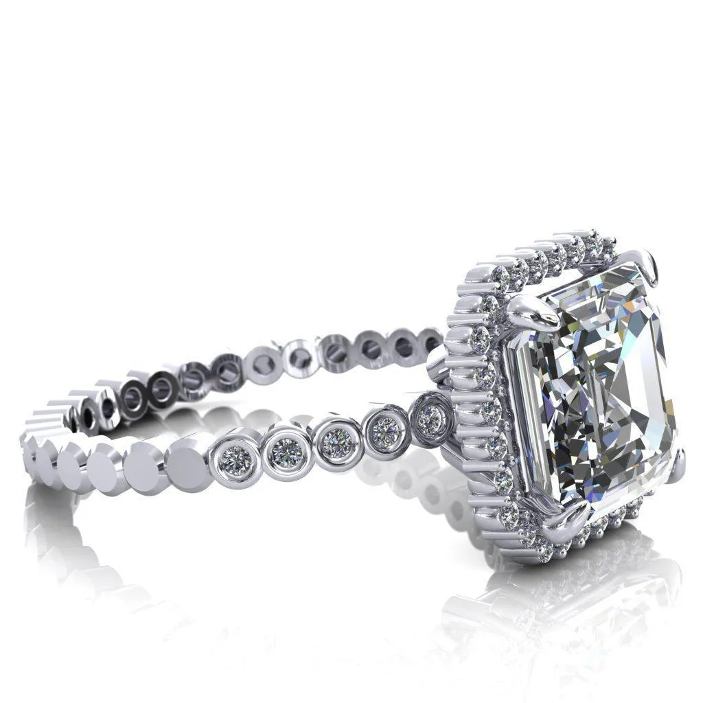 Lucy Asscher Moissanite 4 Prong Halo Engagement Ring