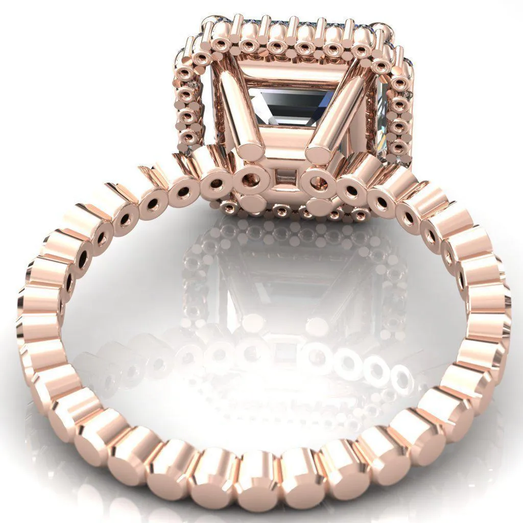 Lucy Asscher Moissanite 4 Prong Halo Engagement Ring