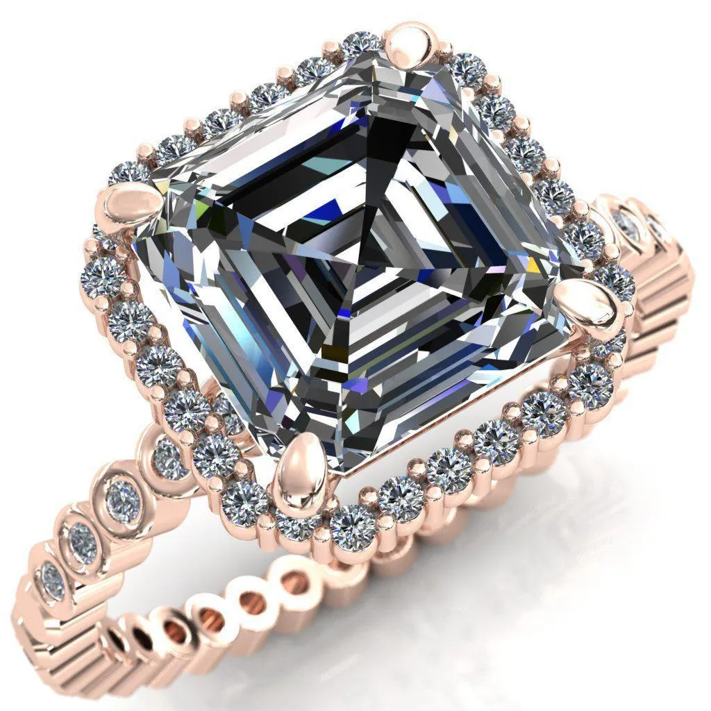 Lucy Asscher Moissanite 4 Prong Halo Engagement Ring